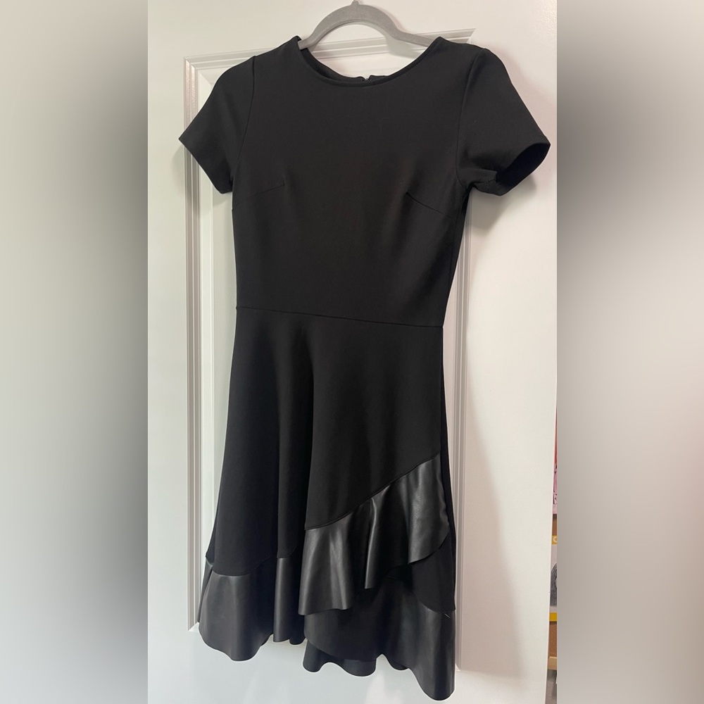 Black Leather Trim Dress